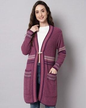 striped woollen shrug