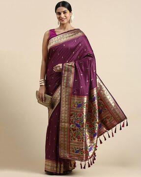 striped woven saree with zari border