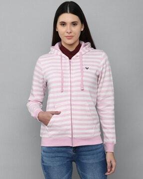 striped zip-front hoodie