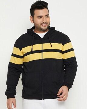 striped zip-front hoodie