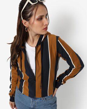 striped zip-front hoodie