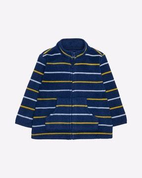 striped zip-front sweatshirt
