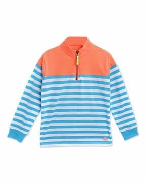 striped zip-up sweatshirt