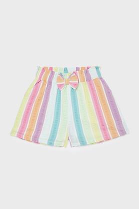 stripes-blended-fabric-regular-fit-girls-shorts---multi
