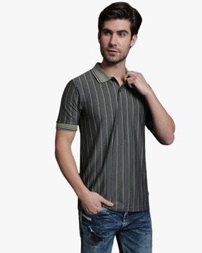 stripes collar regular fit t-shirt