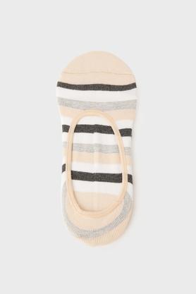 stripes cotton blend women's no show socks - multi
