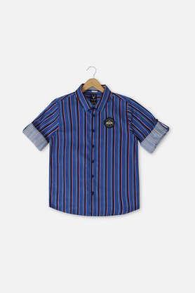stripes cotton collared boys shirt - multi