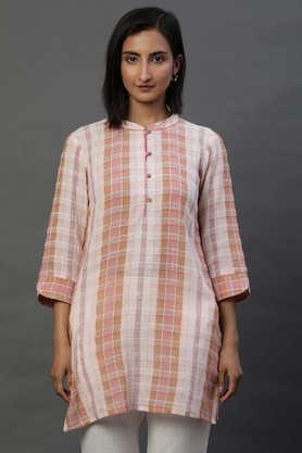 stripes cotton collared women's casual wear kurti - multi