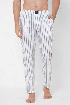 stripes cotton men's pyjamas - white