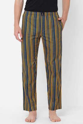 stripes cotton men's pyjamas - yellow