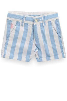 stripes cotton regular fit boys shorts - light blue