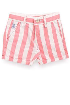 stripes cotton regular fit boys shorts - pink