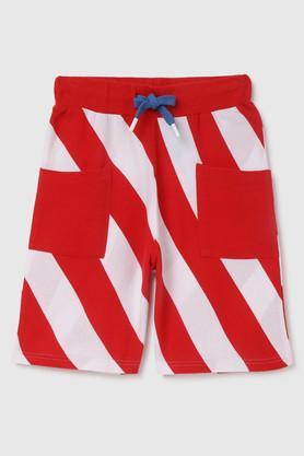 stripes cotton regular fit boys shorts - red