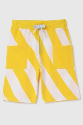 stripes cotton regular fit boys shorts - yellow