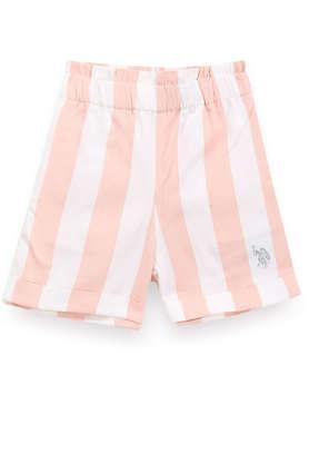 stripes cotton regular fit girls shorts - light orange