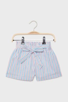 stripes cotton regular fit girls shorts - multi