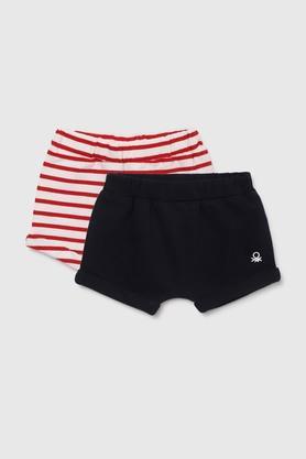 stripes cotton regular fit infant boys shorts - navy
