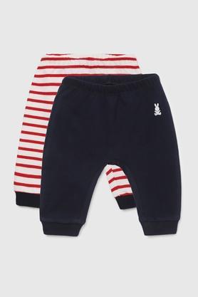 stripes cotton regular fit infant boys track pants - red