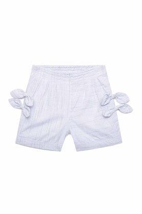 stripes cotton regular girls shorts - off white