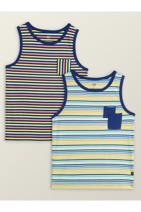 stripes cotton relaxed fit boys vest - multi