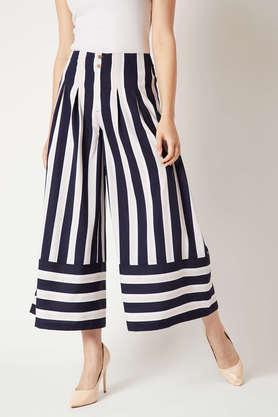 stripes crepe relaxed fit women's pants - multi