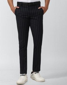 stripes mid rise trousers & pants