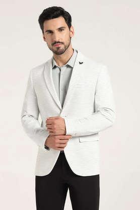 stripes rayon slim fit men's casual blazer - grey
