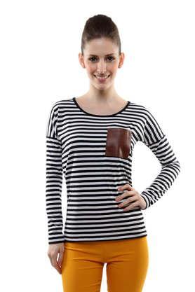stripes relaxed fit cotton women's casual wear top - multi