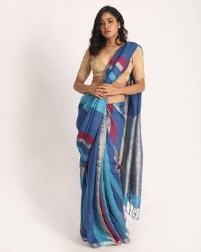 stripes traditional saree with blouse piece