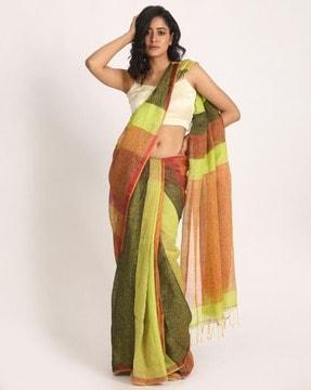 stripes traditional saree with blouse piece