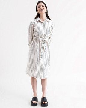 stripes a-line collar dress