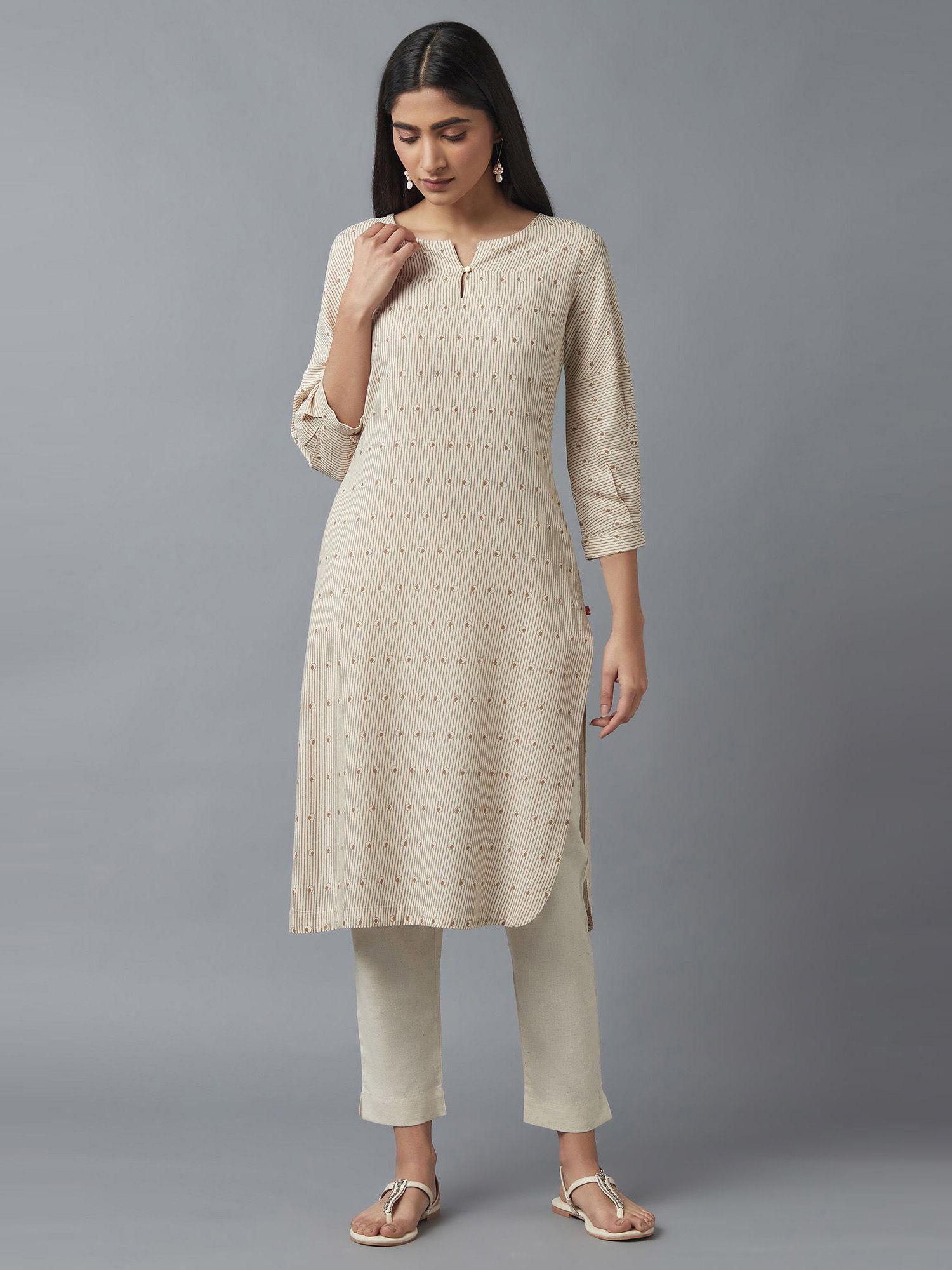 stripes beige kurta