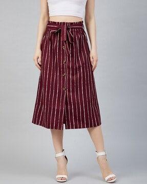 stripes button-down a-line skirt