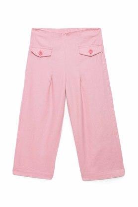 stripes cotton a-line girls palazzo - pink