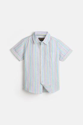 stripes cotton blend collared neck boys shirt - multi