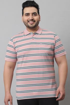 stripes cotton blend regular fit men's t-shirt - onion_pink