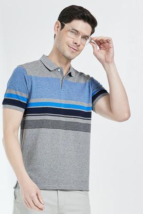 stripes cotton blend regular fit mens t-shirt - grey_grindle