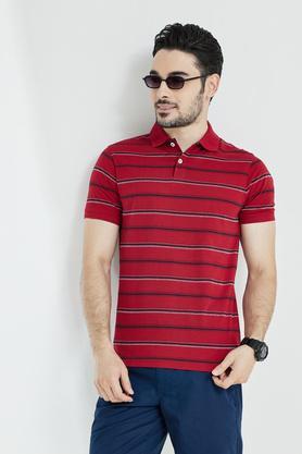 stripes cotton blend regular fit mens t-shirt - red