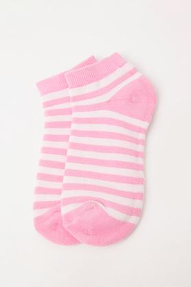 stripes cotton blend women's ankle socks - pink