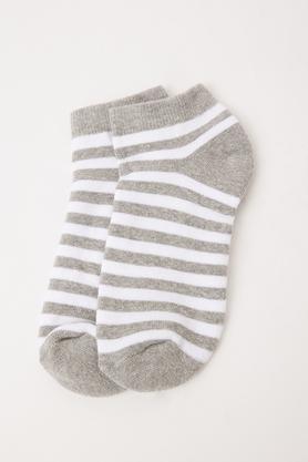 stripes cotton blend women's ankle socks - sea green