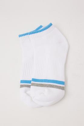 stripes cotton blend women's ankle socks - white