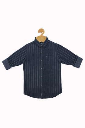 stripes cotton boys shirt - navy