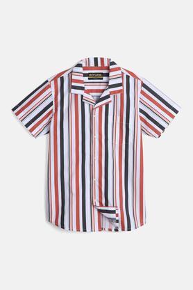stripes cotton collared neck boys shirt - multi
