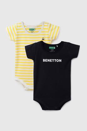 stripes cotton infant boys rompers - yellow
