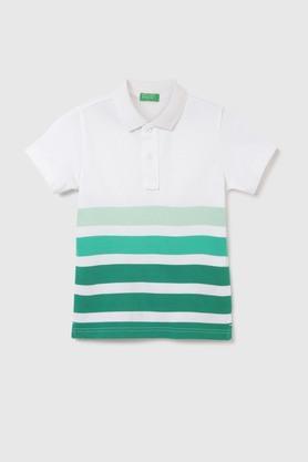 stripes cotton polo boys t-shirt - green