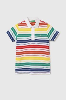 stripes cotton polo boys t-shirt - multi