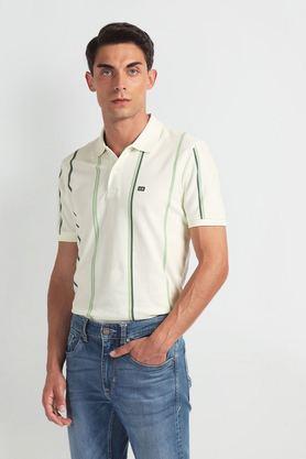stripes cotton polo men's t-shirt - green