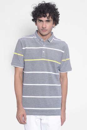 stripes cotton polo men's t-shirt - grey