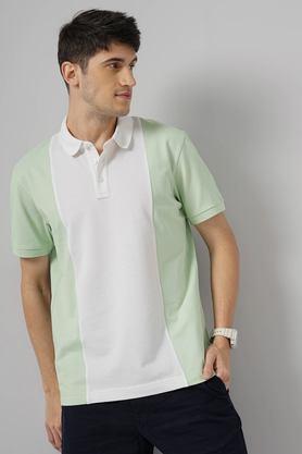 stripes cotton polo men's t-shirt - mint