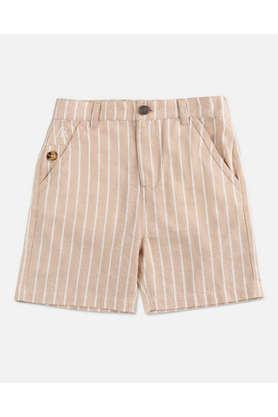 stripes cotton regular boy's shorts - natural